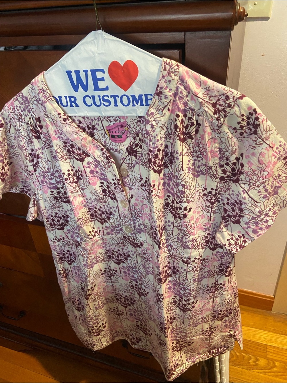 Dansko Short Sleeve Floral Tee in Pink and Purple